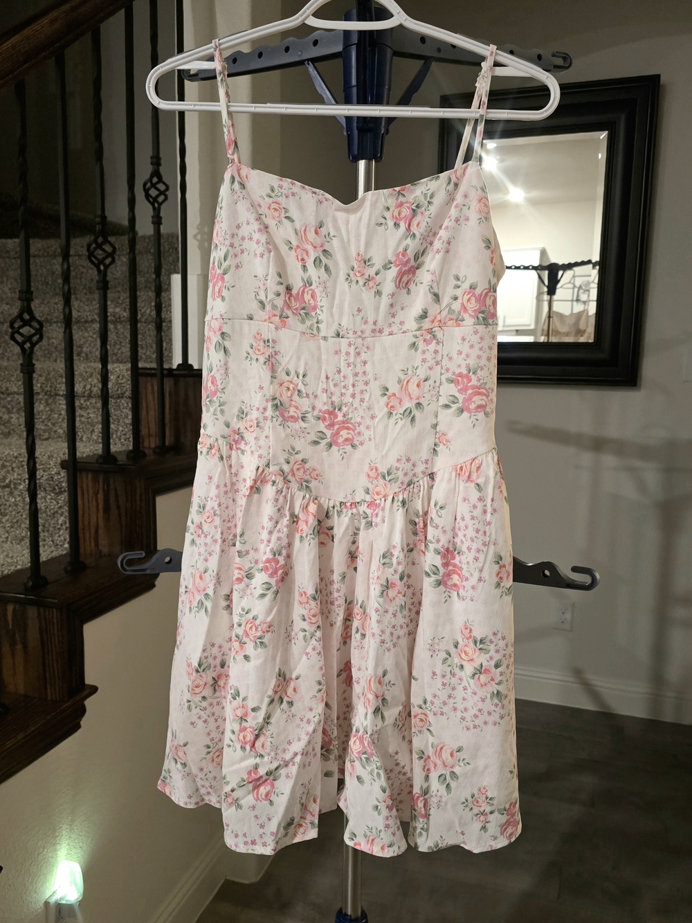 Altar'd State Pink Floral Tiered Sundress with Spaghetti Straps